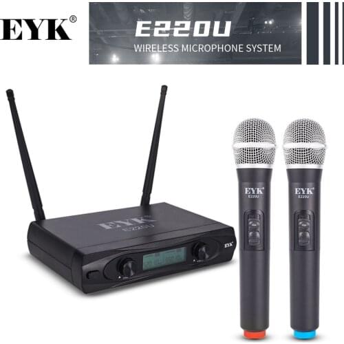 EYK E220U Wireless Microphone Handheld Dual Channels UHF Fixed Frequency Dynamic Mic For Karaoke Wedding Party Band Church Show