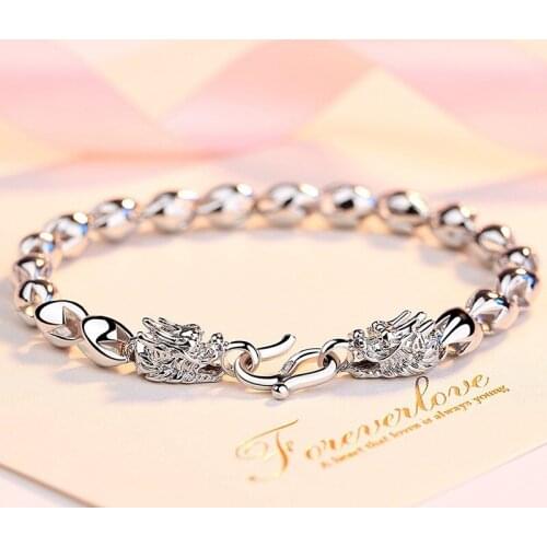 BABYLLNT New 925 Silver Bracelet Men Chinese Style Personality Domineering Retro Dragon Bracelet Jewelry Gift