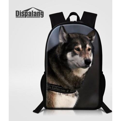 Dispalang Children School Backpack for Student Wolf Bear 3D Printing Travel Shoulder Book Bag 16 Inch Animal Schoolbag Knapsack