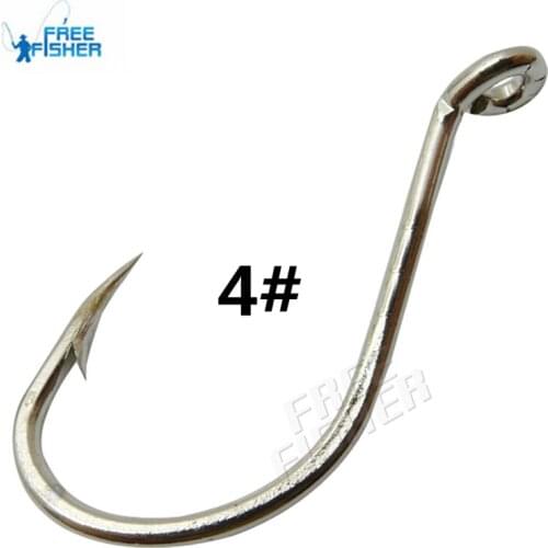 Free Fisher 100pcs Fishing Hook 4# Fishhooks BAITHOLDER Silver Color Jig Big Single Hook Octopus Beak Bait Lure