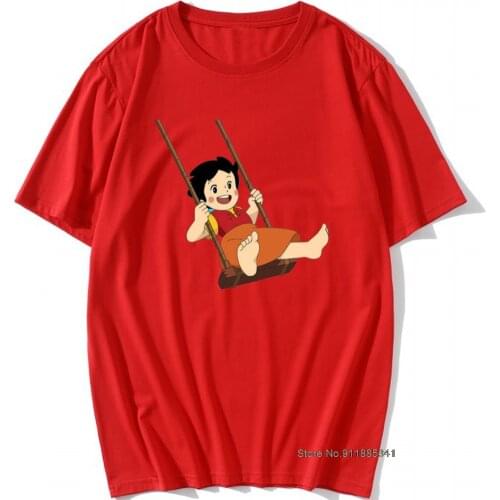 Heidi Mens Metal Funny T Shirts Girl From The Alps Goat Anime Tees Unique Camisas Casual Round Collar Goat Anime Tshirts Tops