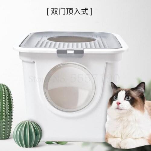 498 Cat Litter Box Large Fully Closed Feces Pot Cat Supplies Deodorant Semi-closed Cat Litter Box Anti-spatter Cat Toilet For