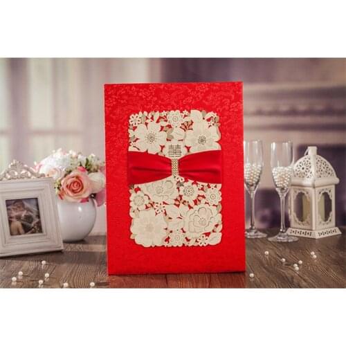 Red and Gold Wedding Guest Book Laser Cut for Wedding Party / Engagement / Anniversary Party Decoration