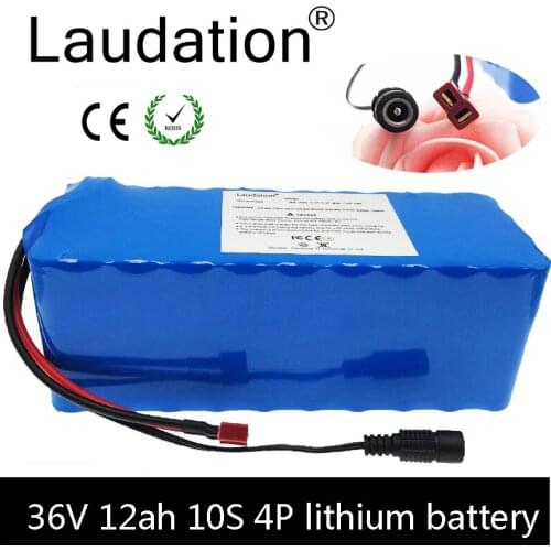 Laudation 36V 12ah Lithium Battery 500W High Power And Capacity 36V 18650 Li-Ion Battery Motorcycle Electric Car Bicycle Scooter