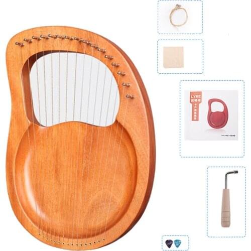 Lyre Harp 16 String Solid Mahogany With Tuning Wrench Music Instrument Gifts Mahogany Plywood Body For Kids Adult Beginners