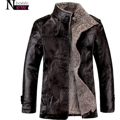 Winter Men Casual Faux Leather Jackets Thermal Overcoat Male Warm Fur Leather Jackets Homie Thickening Brand Bomber Jacket Coats