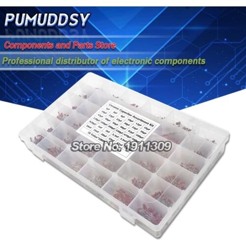 3600PCS/lot 1PF-100nF Ceramic Capacitor Assortment Kit 10PF 22PF 33PF 47PF 100PF 330PF 470PF 1NF 10NF 47NF 50V Capacitors set