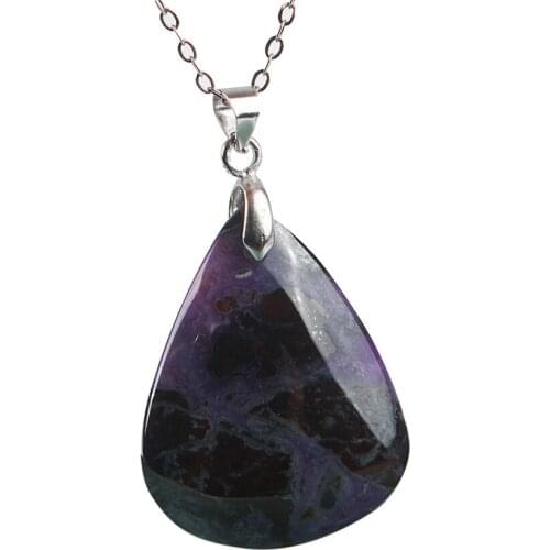 Genuine Natural Sugilite Gems Waterdrop Bead Women Lady Healing Stone Pendant 29*23*6mm