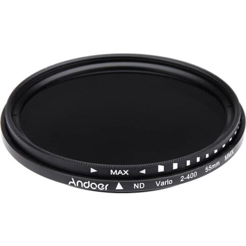 Andoer 55mm ND Fader Neutral Density Adjustable ND2 to ND400 Variable Filter for Canon Nikon DSLR Camera