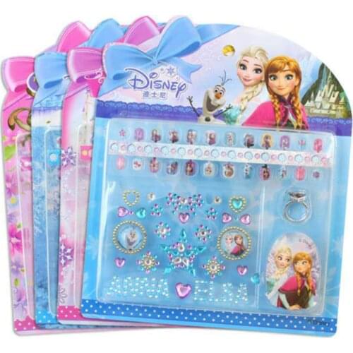 Disney Newest Frozen 2 Elsa Anna Nail Stickers Toy Girls With Adjustable Ring Gift For Girlfriend Kids