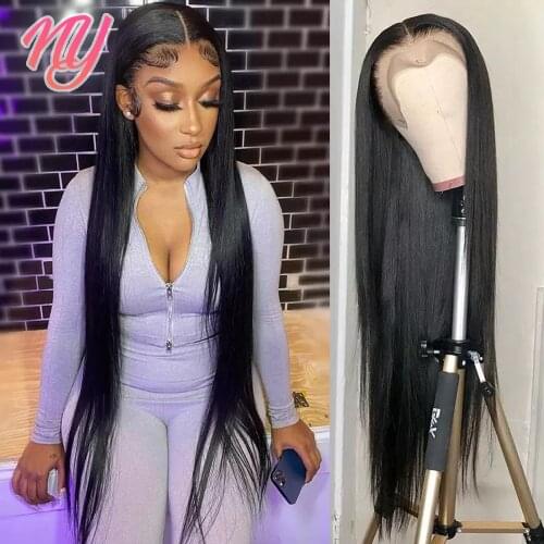 NY Lace front wig Black Human hair Brazilian Natural Color wig Remy Straight Human hair Wigs STR Smooth 13x4 wigs Pre Plucked