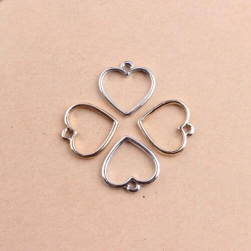 Silver Color Popular Simple Geometric Heart Pendant Pendant diy Openwork Alloy Accessories Love Pendant fitting