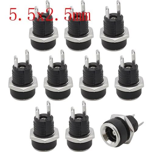DC power connector female 5.5*2.5mm panel mount connector plug socket power adapter connectors terminals Wholesale