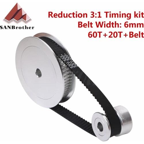 GT2 Timing Belt Pulley 60teeth 20teeth 5mm/8mm Reduction 3:1/1:3 belt width 6mm for 3D printer accessories