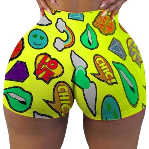 Sexy Women Elastic High Waist Running Sports Shorts Gym Stretch Underwear Letter Print Panties Boyshort Evening Party Homewear