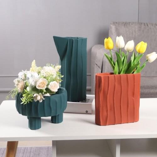 Nordic Morandi Vase Decoration Living Room Porch Decoration Irregular Ceramic Flower Arrangement Home Ornaments Furnishings