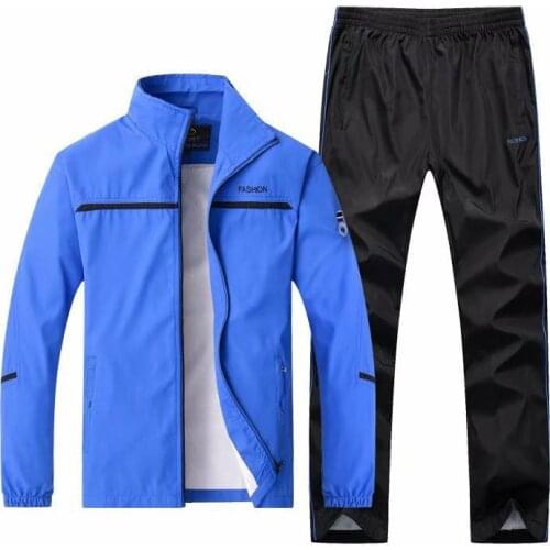 New Mens Set Spring Autumn Tracksuit Sportswear Set 2 Piece Sports Suit Jacket+Pant Sweatsuit Male Clothing Asian Size L-4XL