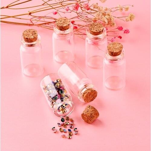 Glass Bottles with Tampions Cork Stoppers Glass Jar DIY Decoration Tiny Glass Jars Favors Bead Container for Art Crafts Clear