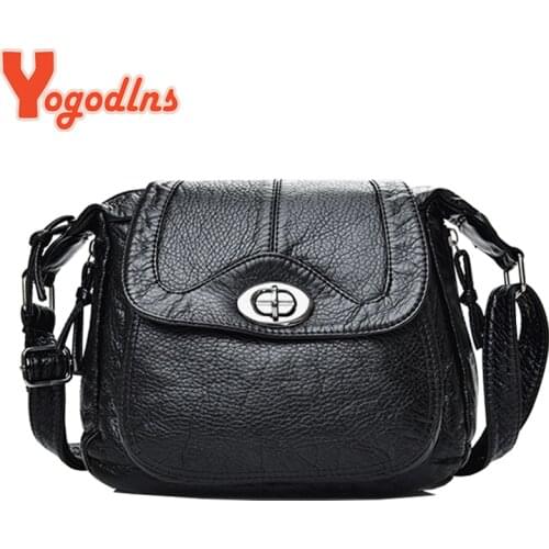 Yogodlns Black Shoulder Bag For Women PU Leather Crossbody Bag Multifunction Lady Handbag Large Capacity Shopping Purse bolso