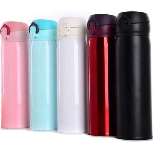 Stainless Steel Double Wall Thermal Cup Travel Mug Water Thermos Bottle Vacuum Cup School Home Tea Coffee Drink Bottle
