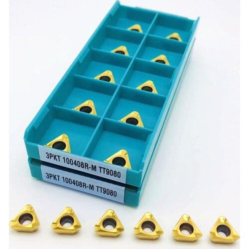 Lathe tools 3PKT100408R M TT9080 high quality carbide CNC milling inserts can be indexed 3PKT 100408R lathe parts tools 3PKT
