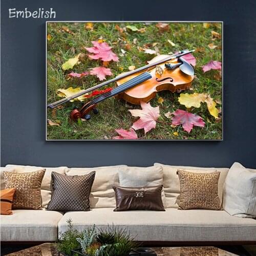 Embelish 1 Pieces Guitar On Grass Musical Instruments Modern Home Decor Wall Pictures For Living Room HD Print Canvas Paintings