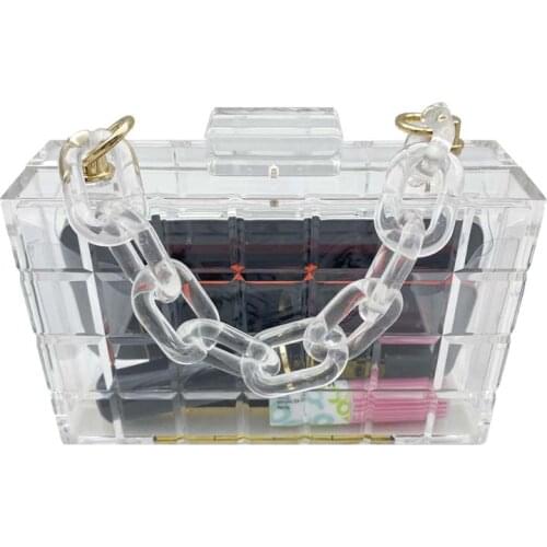 Hot Sale Summer Handbags Woman 2021 Party Clutch Bag White Clear Acrylic Box With Lock Evening Purse Luxury Beach Bags