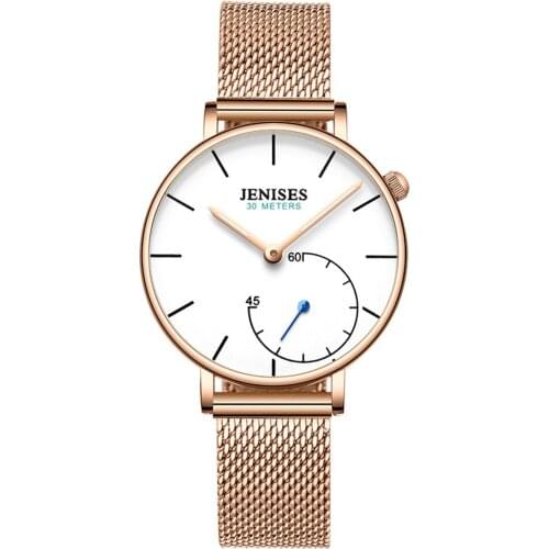 Womens Watches Bayan Kol Saati 2020 Famous Brand JENISES Womens Wristwatch Rose Gold Simple Luminous Clock Quartz Female Watch