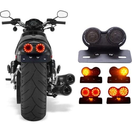 12V Motorcycle Signal Lights Twin Dual Motorbike Taillight Rear Lamp LED Integrated Tail Light Twin Light License Plat Light
