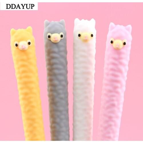 2Pcs/lot Kawaii Cartoon Alpaca Shape Gel Pen Student Stationery Novelty Gift School Material Office Supplies