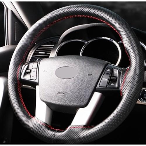 38cm DIY Car Steering Wheel Cover With Needle and Threads Anti-Slip Artificial Leather With Needle Thread Interior Accessories