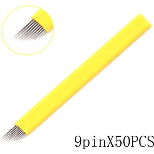 50pcs eyebrow embroidery pen microblade 9pin permanent make up microblading 3d eyebrow tattoo needle free shipping