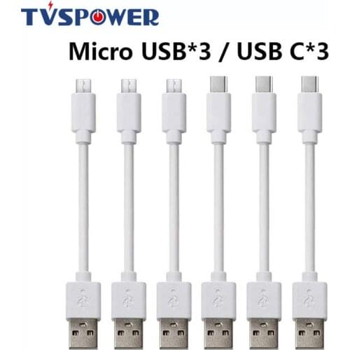 White 6PCS Short Cable 25CM Micro USB Type C Wire Charging Cord For iphone Android 2A Fast Charge Mobile Phone Charger Station