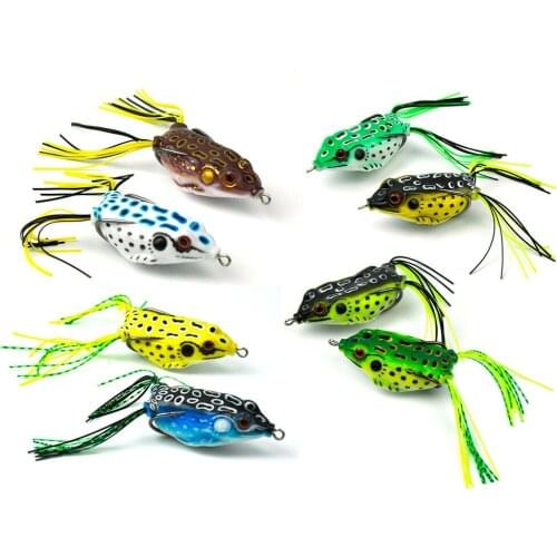 Lots of 8pcs 14g 5.5cm Silicone Frogs Soft Lures Sharp Hooks Snakehead Fishing w/ Display Box