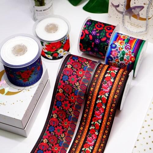 DIY Cartoon Flower Printed Grosgrain Ribbon For Craft Supplies Sewing Accessories 5 Yards. 10289