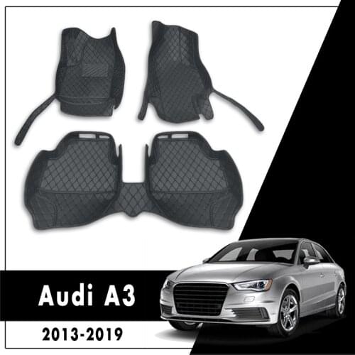 Car Floor Mats For Audi A3 8V Sedan 2013 2014 2015 2016 2017 2018 2019 Custom Fit Leather Rugs Dash Car Interior Accessories