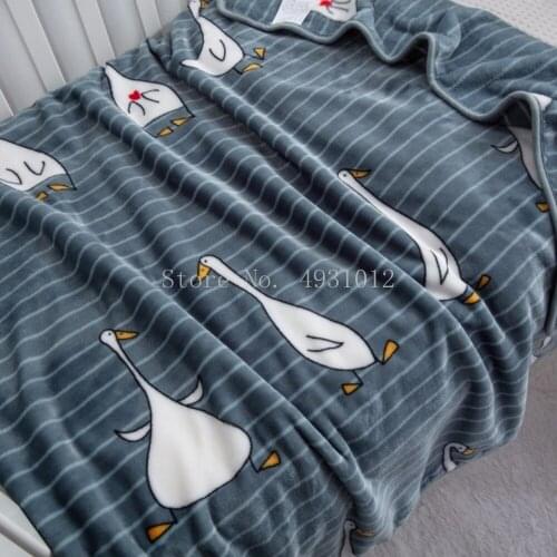 White Duck Blanket Cartoon Printed Soft Boy Girl Baby Coral Fleece Blankets 150x200cm Autumn Thick Warm Sofa Bed Sheets Gift