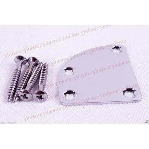 Free shipping 2x Chrome Small Electric Guitar Neck Joint Plate Screws Plates Guitar parts 349