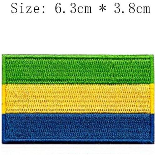 Free shipping The Gabonese Republic embroidery flag patch Libreville city emblem Wholesale iron on sew on left chest sleeve