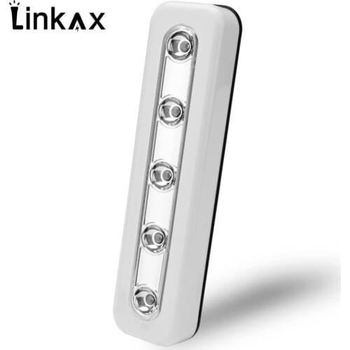 Mini Battery Operated Wireless Wall Light Closet Lamp 5 LED Night Light Home Lighting Touch T for Under Kitchen Cabinets