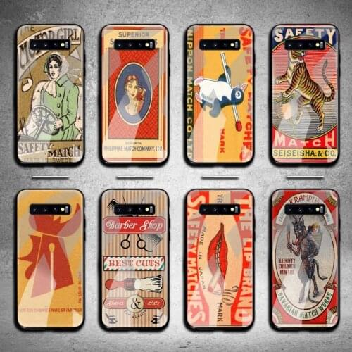 Retro matchbox art Phone Case Tempered Glass For Samsung S20 Plus S7 S8 S9 S10 Note 8 9 10 Plus