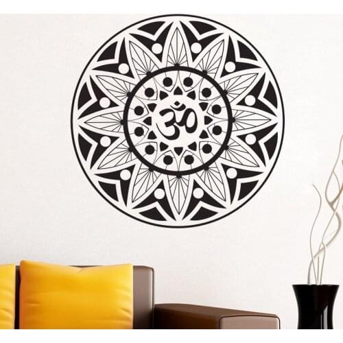 Circural Om Symbol Mandala Pattern Wall Sticker Living Room PVC Removable Self Adhesive Home Decor