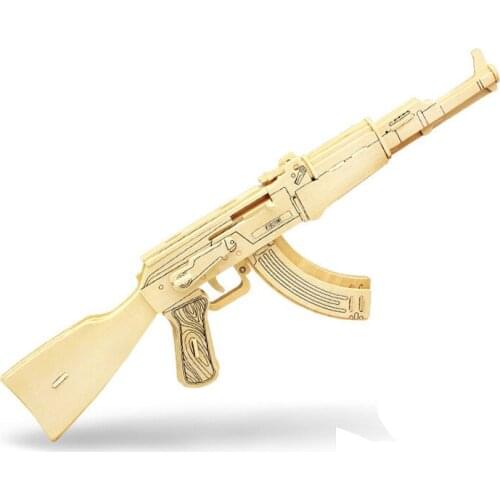 44cm Early Childhood Education 3d Diy Wooden Puzzles Military Toy Guns M4 AK47 Model