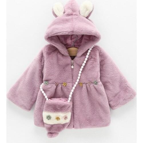 Cute Ears Winter Baby Jacket Autumn Keep Warm Fashion Christmas Sweet Princess Girls Coat Hooded Outerwear Toddler Girl Clothes