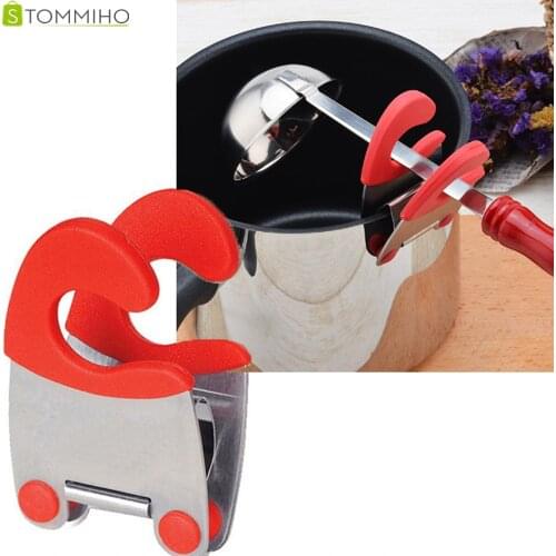 STOMMIHO Fixed Clamp Stainless Steel Pot Side Anti-scalding Spoon Holder Prevent Hot Hand Pot Side Clip Convenient Kitchen Tools