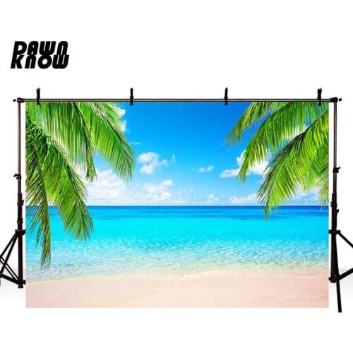 DAWNKNOW Green Leaf Sand Photo Background Seaside Wedding Photographic Backdrops Photo Studio Children Photocall lv2810