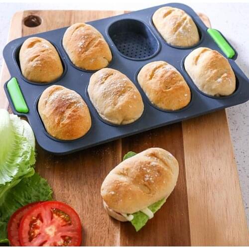Cake Mold Baking Tray Soft Practical Silicone Easy Demould 9 Cavities Baking Bread Mould for Daily Use