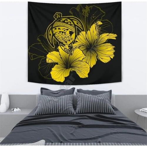 Hawaii Hibiscus Tapestry Turtle Map Yellow 3D Printed Tapestrying Rectangular Home Decor Wall Hanging 6 color