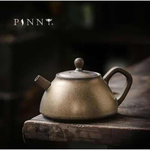 PINNY Ceramic 180ML Retro Gold Glaze Teapot Vintage Japanese Style Kung Fu Tea Pot Pottery Pigmented Drinkware