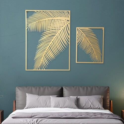 Chinese Wrought Iron Palm Leaf Wall Hanging Ornaments Store Hotel Bar Wall Sticker Decoration Home Livingroom Wall Mural Crafts